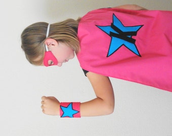 Girls Personalized Super Hero Cape and Mask