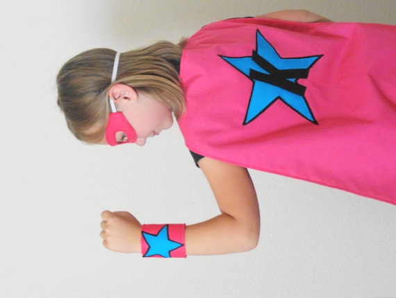 girls personalized super hero cape and mask