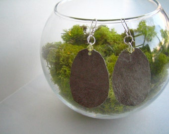 SALE: Icelandic wolf fish skin leather and swarovski earrings, grey