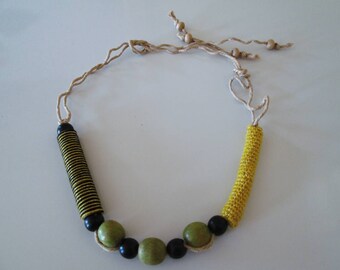 Crochet necklace Beaded Necklace Autumn necklace Handmade Necklace Bib necklace
