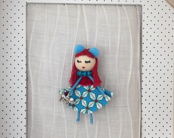 Pin up Doll. Brooch Wrist pin Up