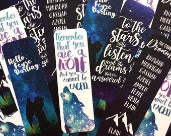 ACOMAF Bookmarks, ACOTAR Bookmark, ACOWAR Bookmarks, Bookish Bookmarks, Feysand, Rhysand, Feyre, Sarah J Maas, To the stars, Court of Dreams