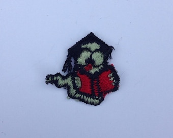 Book Worm Patch Embroidered Patch Vintage 1980s Tiny Emblem