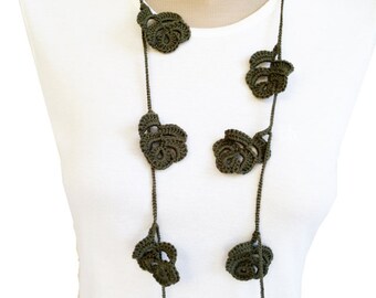 PDF Tutorial Pattern... Crochet Scarf, Lariat Necklace -4