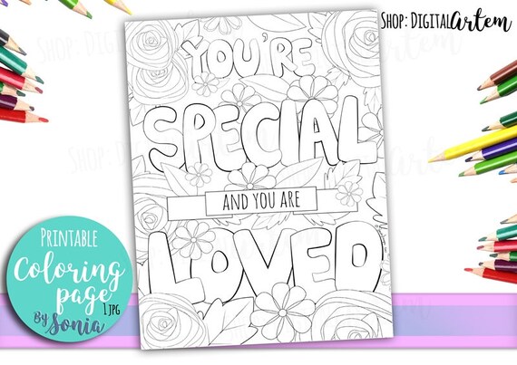 Coloring Page Positive Quote Flowers Colouring Love