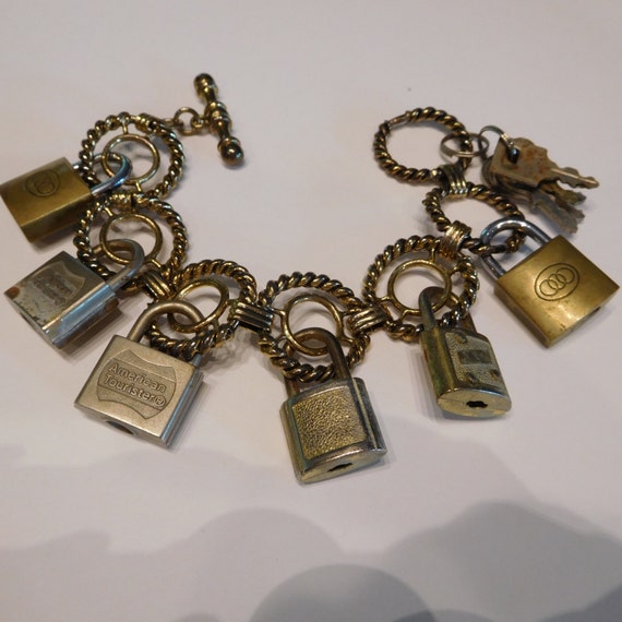 Vintage Luggage Locks and Keys BraceletUrban Funky Large Link