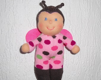 Waldorf doll baby bug, Love bug, Soft baby bug doll, Handmade bug plushie for little girls, OOAK Gift for bug lover