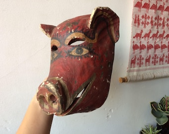 Pig dance mask, mexican folk art.