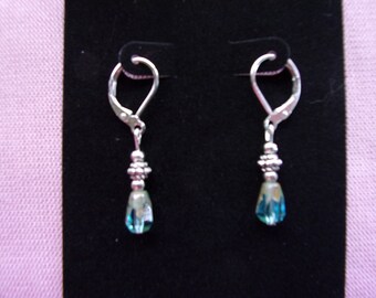 Pewter and Picasso crystal earrings on sterling leverback hooks