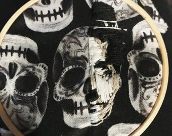 Charlie Chaplin Half-Skull Embroidery