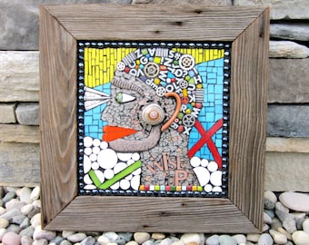 Wise Up. (A Handmade Mixed Media Mosaic Wall Hanging by Shawn DuBois)