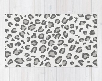 Leopard print area rug 2x3 rug leopard rug Living room 3x5 rug 4x6 area rug animal print throw rug bedroom rug dorm room rug white leopard