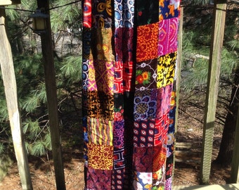 Vintage Velvet Patchwork Maxi Skirt