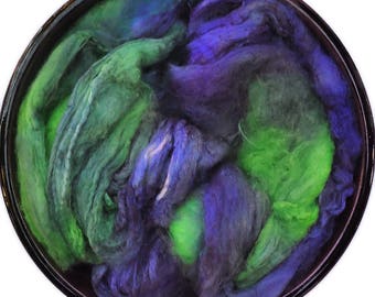 Hand painted Silk Hankies Mawata - Silk spinning / knitting / felting fiber, 16 g - Farbauti