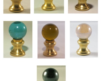 Lamp Finial-Glass Orb Lamp Finials in 7 Colors-Brass Base