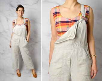 Vintage Linen Overalls in Natural Size Small - Small / Medium