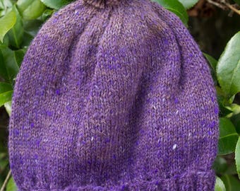 Alpaca Wool Blend Slouchy Pompom Purple Hat