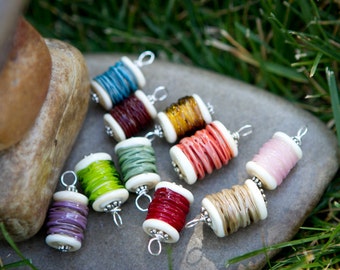 Handmade Lampwork Glass Spool Pendant for a Necklace SRA