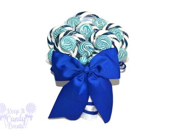 Customizable Royal Blue Wedding Bouquet, Royal Blue Bridal Wedding Bouquet, Lollipop Bouquet, Candy Bouquet, Blue Lollipop Bouquet, Navy