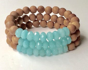 sandalwood bracelet, yoga jewelry, gift for her, boho bracelet