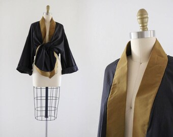 charcoal + chartreuse silk kimono