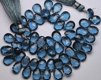 20 Beads,Superb-Finest Quality, London Blue Quartz Faceted Pear Shape Briolettes,8x12mm size,