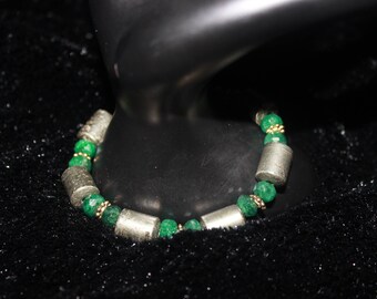 Beaded Green & Gold Bracelet
