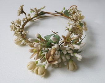 VINTAGE BRIDAL CROWN - French dropped wax bridal tiara from the turn of the century