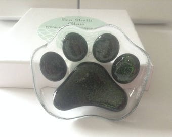 Mini Fused Glass Paw Print Bowl