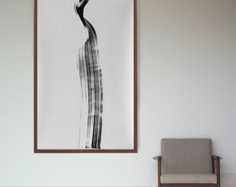 Original large black and white abstract ink art, extra large abstract wall art, wave art, nature, black white abstract, minimal art, zen art