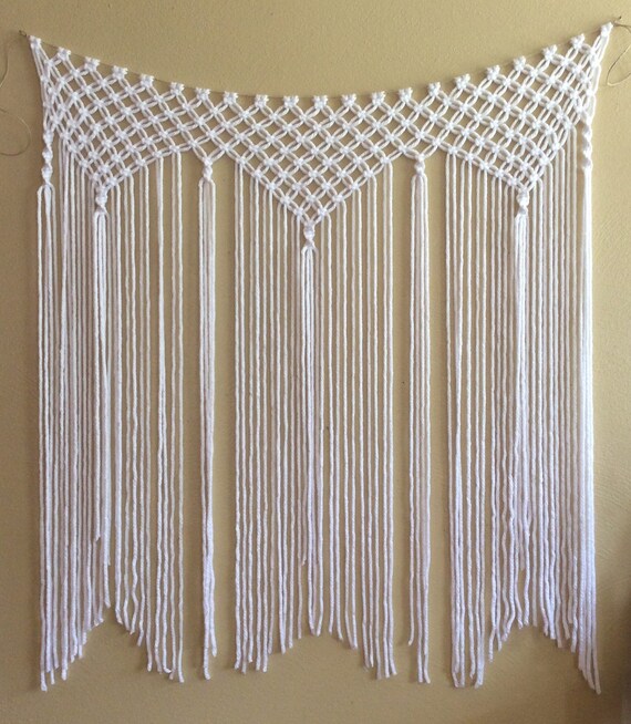 Macrame Curtain Macrame Backdrop White Macrame Hanging