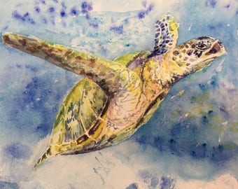 Sea turtle - original watercolor painting