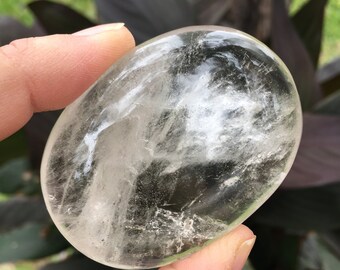 Clear Quartz Crystal Palm Stone #1