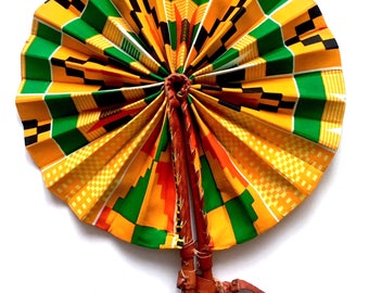 Foldable Kente Print Handheld Fan