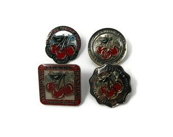 Lot of 4 National Cherry Festival Traverse City Michigan Enamel Pins