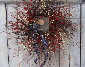 Memorial Day Wreath - Primitive Patriotic Wreath - Patriotic Wreath - 4th of july Wreath - Americana Wreath - Summer Wreath - July Wreath