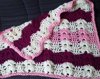 Cover wool Rose raspberry white waves
