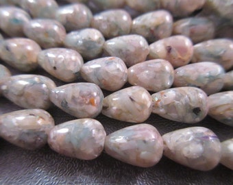 Laminated Shells Teardrops Beads 48pcs