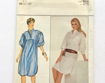 Butterick 4337 Women's Dress Pattern, Shirt Dress Pattern, Size 18, 20, 22, Easy Pattern, Plus Size Vintage Uncut Pattern