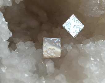 Silver Earrings. Sterling Silver Square Post Earrings. Simple Earrings