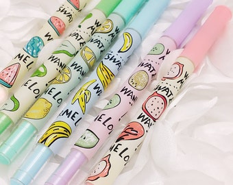Pastel FRUITY GEL PENs - Fancy Rainbow Fruit Pen Planner Pens / Teacher Gift / Life Planner Accessories Stationery