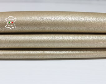 LIGHT GOLD PEARLIZED Grainy vegetable tan Goatskin Goat leather skin hide skins hides 4sqf 1.3mm #A3810