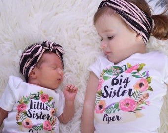 Big Sister Little Sister, Matching Sister Outfits, Big Sister Outfit, Personalized Sister Outfit, Little Sister Reveal, Boho Baby Shower