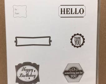 Stampin' Up! LABEL SOMETHING Retired Clear Mount Stamp Set