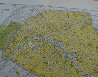 1898 City Map Paris France - Vintage Antique Map Great for Framing 100 Years Old