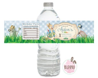 Peter Rabbit 1st Birthday or Baby Shower Water Bottle Wrappers