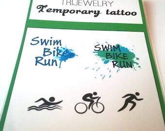 temporary tattoo / triathlon / swim bike run