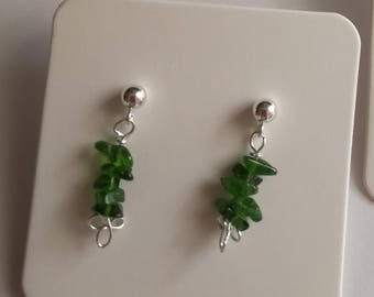 Green tourmaline 925 sterling silver earrings small gift for her