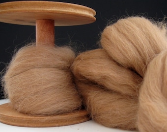 Ecru/Undyed/Natural Fawn Alpaca colored wool roving, spinning fiber - 4 ounces