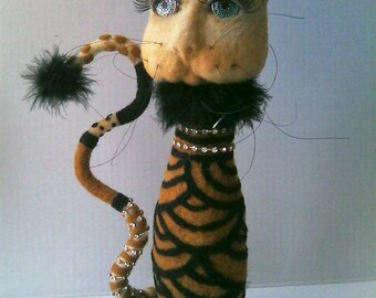 OOAK Needle Felted Cat Twiggy Couture